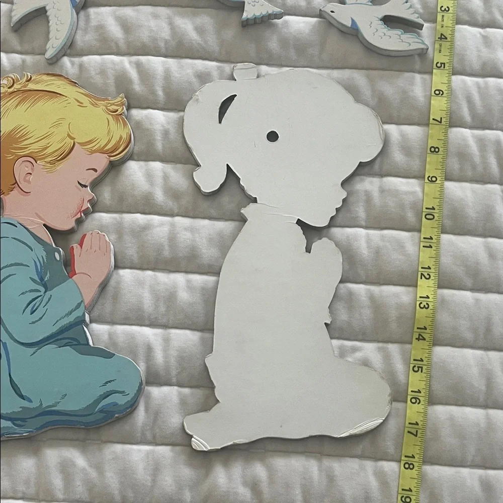 VINTAGE Nursery Wall Art RETRO Praying Children Wall Art 5 PIECES Adorable